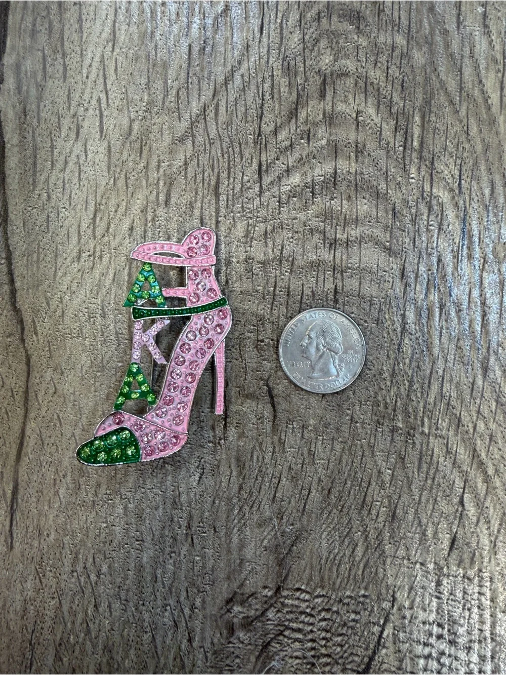 Pink and Green Crystal High Heel Brooch
